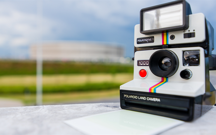 4k, Polaroid Land Camera, close-up, de cam&#233;ras