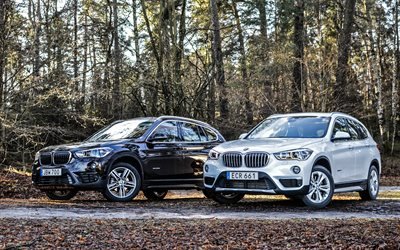 BMW X1, 2017, F48, Jakosuotimet, valkoinen X1, musta X1, Saksan autoja, BMW