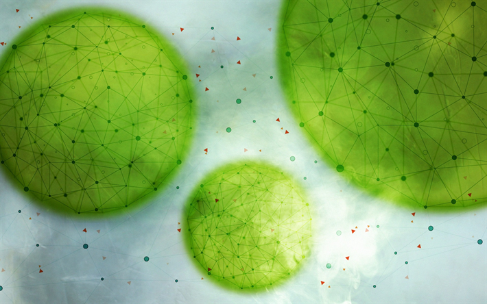 bolas verdes, tri&#225;ngulos, red social, creativo