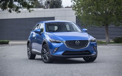 Mazda CX-3, 2017, Crossover, blue CX-3, japanese cars, New cars, Mazda