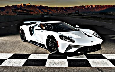 Ford GT, HDR, 2017 voitures, chemin de c&#226;bles, supercars, Ford