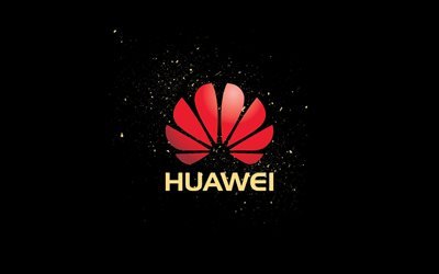 Huawei, svart bakgrund, logotyp