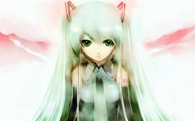 sanat, Hatsune Miku, 4k, manga, Vocaloid