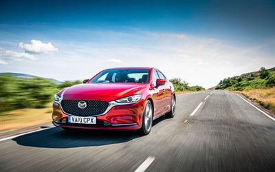 Mazda6, motion blur, 2018 arabalar, Japon arabaları, UK-spec, Mazda 6 Sedan, kırmızı 6 Mazda, Japon arabalar, Mazda