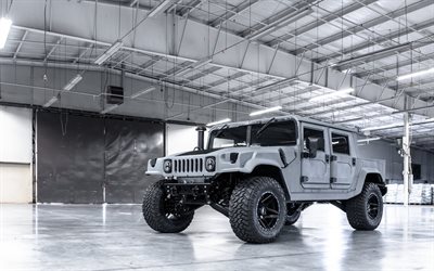 Hummer H1, military SUV, tuning H1, silver Hummer, American cars, Mil-Spec Automotive, Mil-Spec Launch Edition, Hummer