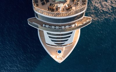 MSC Seaside, luxury cruise ship, top view, Bow, great cruise liner, Seaside class, MSC Cruises