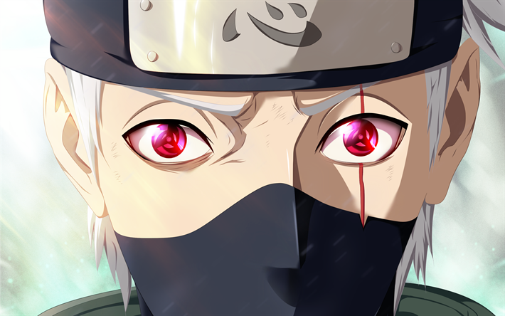 Kakashi Hatake, les yeux rouges, shinobi, manga, Konohagakures clan Hatake, Naruto