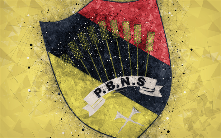 Negeri Sembilan FC, 4k, logo, geometric art, Malaysian football club, yellow background, Liga Super Malaysia, Seremban, Malaysia, football, Negeri Sembilan FA