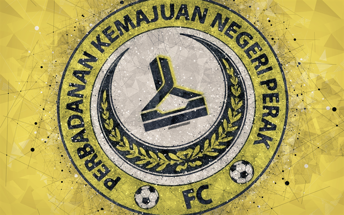 PKNP FC, 4k, logo, geometric art, Malaysian football club, yellow background, Malaysia Super League, Ipoh City, Malaysia, football, Perbadanan Kemajuan Negeri Perak