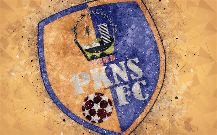PKNS FC, Perbadanan Kemajuan Negeri Selangor FC, 4k, le logo, l&#39;art g&#233;om&#233;trique, de Malaisie de football club, sur fond orange, Malaisie Super League, Petaling Jaya, Malaisie, football