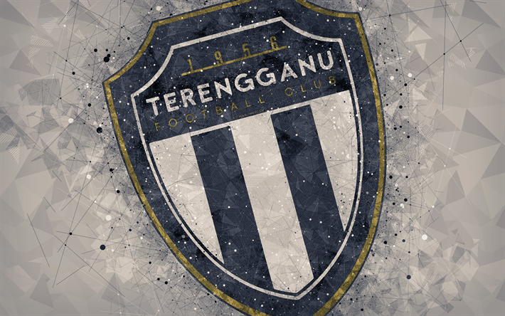 Terengganu FC, 4k, logo, geometrinen taide, Malesian football club, harmaa tausta, Malesian Super League, Kuala Terengganu, Malesia, jalkapallo