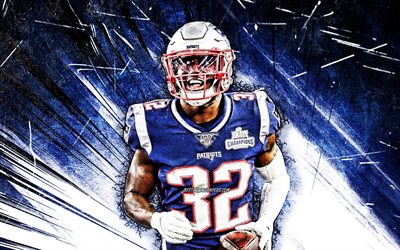 4k, Devin McCourty, grunge art, NFL, New England Patriots, free safety, blue abstract rays, Stephon Stiles Gilmore, artwork, Devin McCourty New England Patriots, Devin McCourty 4K