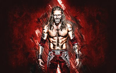 Edge, Adam Joseph Copeland, Canadian wrestler, WWE, portrait, red stone background, World Wrestling Entertainment