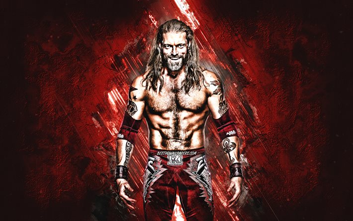 Edge, Adam Joseph Copeland, Kanadalı g&#252;reş&#231;i, WWE, portre, kırmızı taş arka plan, World Wrestling Entertainment