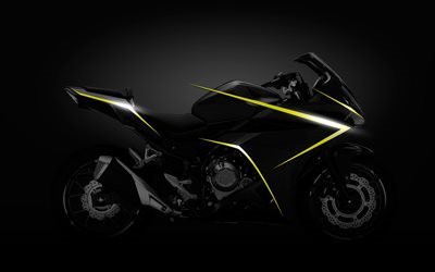 Honda CBR500R, 2016, black sport motorcycle, new motorcycles, Honda