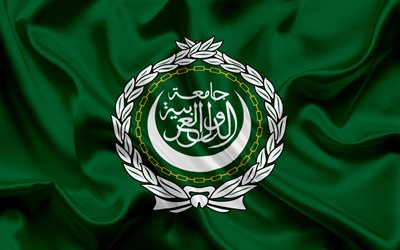 flagge der arabischen liga, gr&#252;ne flagge, wappen, logo, arabische organisationen, der arabischen liga