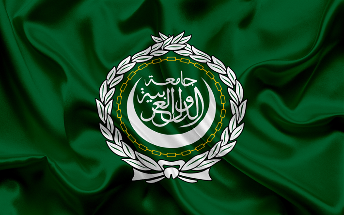 Flag of the Arab League, green flag, emblem, logo, Arab organizations, Arab League