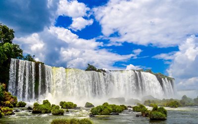 Brazil, Iguazu falls, cliffs, summer, waterfalls