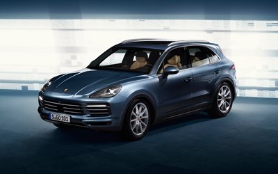 Porsche Cayenne, 2018, 4k, novo Cayenne, azul Cayenne, SUV de luxo, Carros alem&#227;es, Porsche