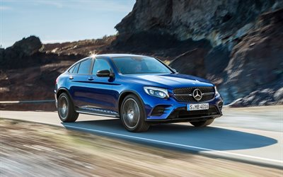 Mercedes-Benz GLC Coupe, 2017, new cars, blue GLC Coupe, X253, german cars, Mercedes