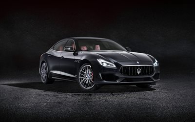 4k, Maserati Quattroporte GTS GranSport, 2017 cars, italian cars, black Quattroporte, Maserati