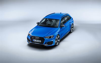 4k, Audi RS4 Avant, 2018 cars, wagons, blue RS4, german cars, Audi