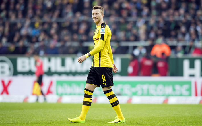Marco Reus, 4k, BVB, jalkapalloilijat, Bundesliiga, jalkapallo, Borussia Dortmund