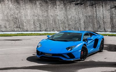 Lamborghini Aventador, 2017, LP700-4, Blue Aventador, sports car, supercar, Italian cars, Lamborghini