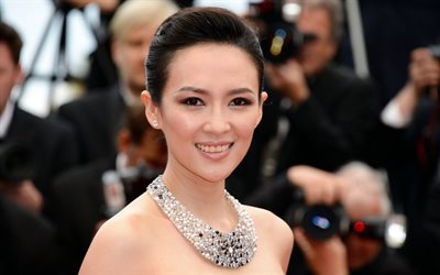 Ziyi Zhang, 4k, l&#39;actrice chinoise, portrait, beaut&#233;, brunette