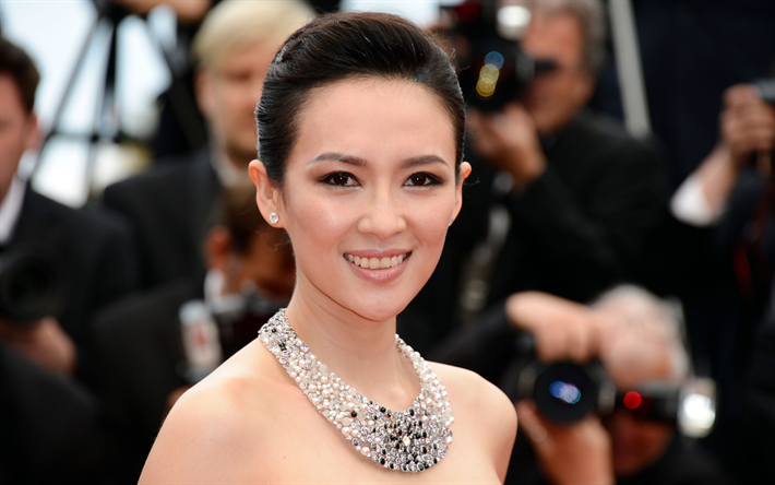 Ziyi Zhang, 4k, atriz chinesa, retrato, beleza, morena