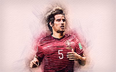 Fabio Coentrao, 4k, Portuguese football team, artwork, soccer, Coentrao, footballers, drawing Coentrao, Portugal National Team