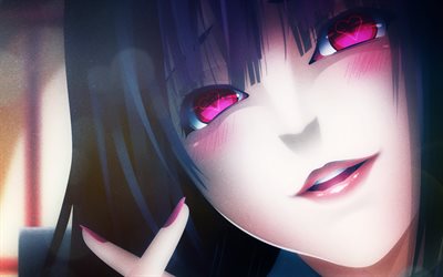 Yumeko Jabami, os olhos cor-de-rosa, protagonista, Kakegurui, manga, Hyakkaou Privado Academia