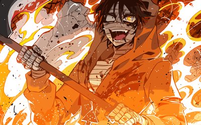 Zack, artwork, fire, manga, Satsuriku No Tenshi
