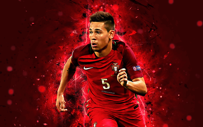 4k, Raphael Guerreiro, abstrakt konst, Portugals Landslag, fan art, Krigare, fotboll, fotbollsspelare, neon lights, Portugisisk fotboll