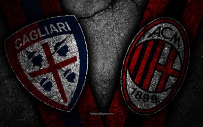 Cagliari vs Milan, 4k, Round 4k, Serie A, Italy, football, Cagliari FC, AC Milan, soccer, italian football club