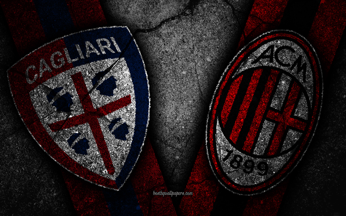 Cagliari vs Milan, 4k, Round 4k, Serie A, Italy, football, Cagliari FC, AC Milan, soccer, italian football club