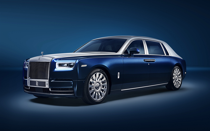 Rolls-Royce Phantom EWB Chengdu, 2018, di lusso, limousine blu, esterno, vista frontale, blu nuovo Phantom, le auto Inglesi, Rolls-Royce