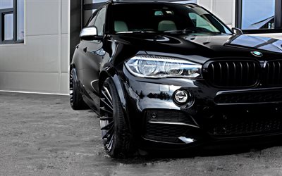 BMW X5 Hamann, 2018, F15, M50d, framifr&#229;n, svart lyx-SUV, tuning X5, nya X5 svart, Tyska bilar, BMW
