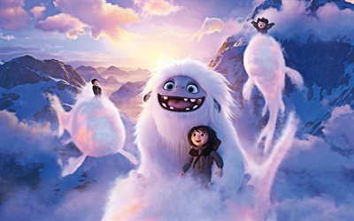 Abominable, 2019, 4k, material promocional, el cartel, los personajes, Yi Peng, Jin, Everest, Chloe Bennet, Albert Tsai