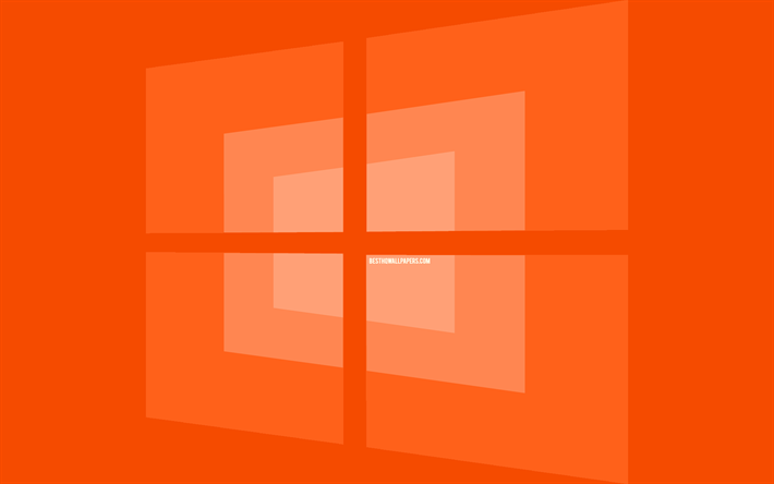 4k, Windows 10 orange logotyp, minimal, DEN, orange bakgrund, kreativa, varum&#228;rken, Windows 10 logotyp, konstverk, Windows-10