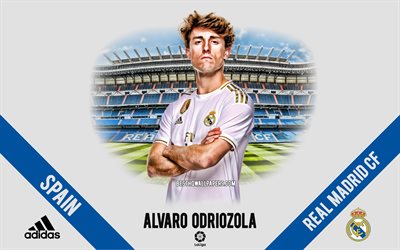 Alvaro Odriozola, Real Madrid, portrait, Spanish footballer, defender, La Liga, Spain, Real Madrid footballers 2020, football, Santiago Bernabeu