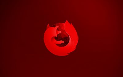 Mozilla Firefox punainen logo, 4k, luova, punainen tausta, Mozilla Firefox 3D logo, Mozilla Firefox-logo, kuvitus, Mozilla Firefox