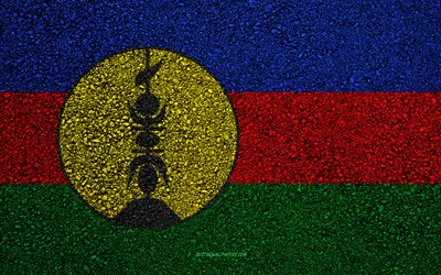 Flag of New Caledonia, asphalt texture, flag on asphalt, New Caledonia flag, Oceania, New Caledonia, flags of Oceania countries