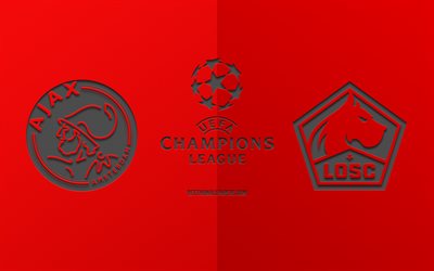أياكس أمستردام vs ليل LOSC, مباراة لكرة القدم, 2019 دوري أبطال أوروبا, الترويجي, خلفية حمراء, الفنون الإبداعية, دوري أبطال أوروبا, كرة القدم, LOSC ليل