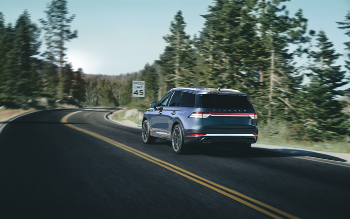 Lincoln Aviator, 2020, rear view, exterior, luxury SUV, new blue Aviator, american cars, Lincoln