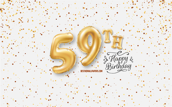 59-happy birthday, 3d-ballons, briefe, geburtstag hintergrund mit luftballons, 59 jahre geburtstag, happy 59th geburtstag, wei&#223;er hintergrund, gl&#252;cklich, geburtstag, gru&#223;karte