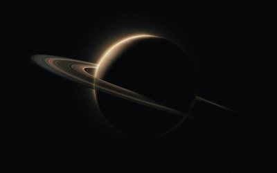 Saturn, darkness, digital art, galaxy, brown planet, sci-fi, universe, NASA, planets, Saturn from space