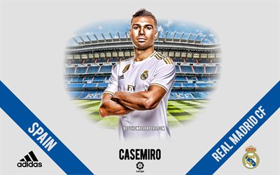 Casemiro, Real Madrid, portrait, Brazilian footballer, Midfielder, La Liga, Spain, Real Madrid footballers 2020, football, Santiago Bernabeu