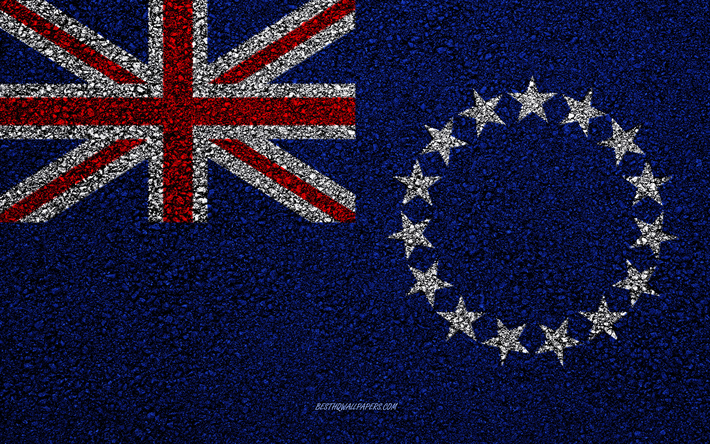 Lipun Cook Islands, asfaltti rakenne, lippu asfaltilla, Cook-Saarten lipun alla, Oseania, Cook Islands, liput Oseania maissa