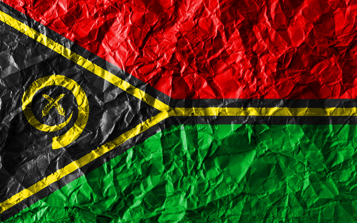 Vanuatu flag, 4k, crumpled paper, Oceanian countries, creative, Flag of Vanuatu, national symbols, Oceania, Vanuatu 3D flag, Vanuatu